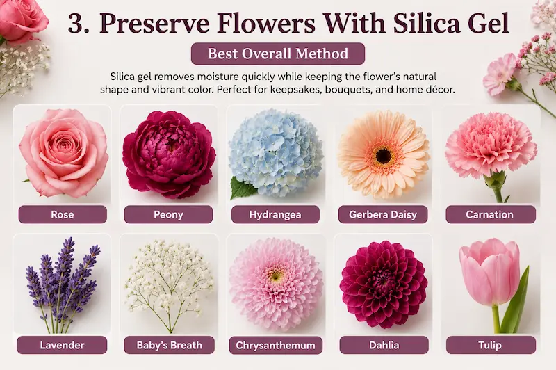 preserve flowers with silica gel