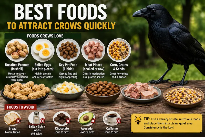 Best Foods to Attract Crows Quickly