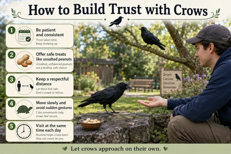 how to build trust with crows