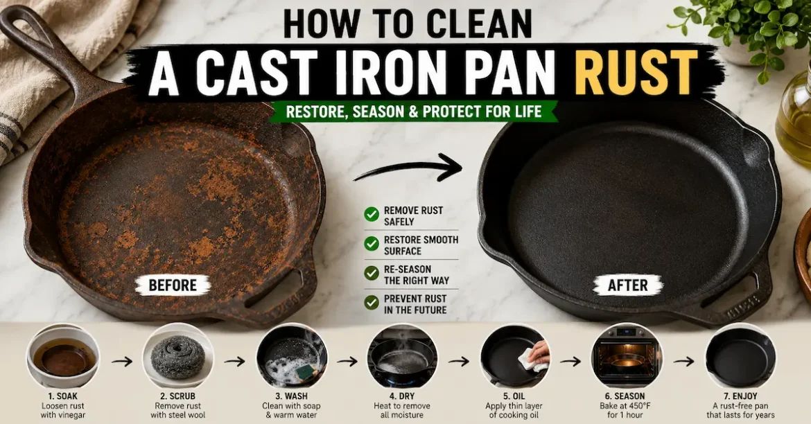 how to clean a cast iron pan rust